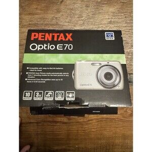 PENTAX Optio E70 10MP 3x Zoom Compact Digital Camera New - Open box - CD Missing